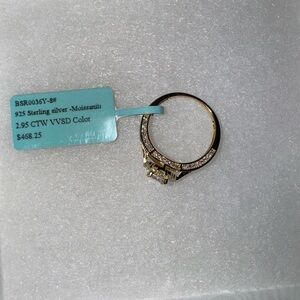 Elegant Gold plated Silver 2.95ctw Moissanite Ring size 8